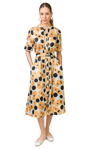 Andria Dress (Ecru Polka Dots print)