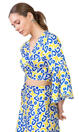 Celia Top (Blue Hearts print)