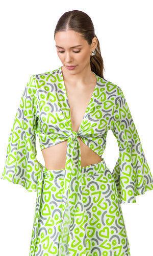 Celia Top (Lime Hearts print)