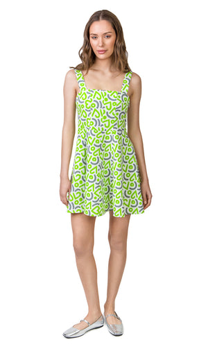 Irina Dress (Lime Hearts print)