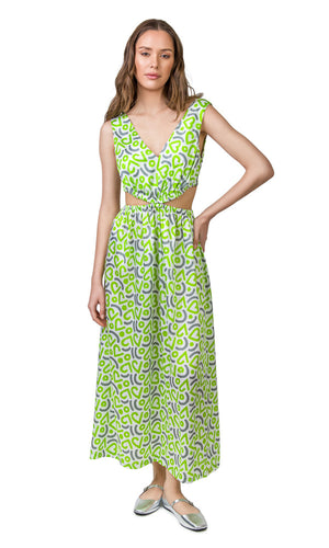 Bianca Dress (Lime Hearts print)