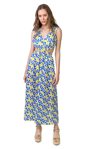 Bianca Dress (Blue Hearts print)