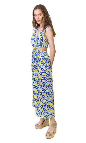 Bianca Dress (Blue Hearts print)