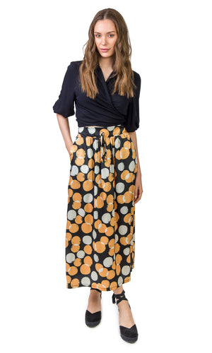 Oriana Skirt (Black Polka dots print)