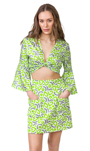 Celia Top (Lime Hearts print)