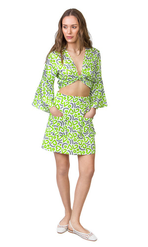 Amelia Skirt (Lime Hearts print)