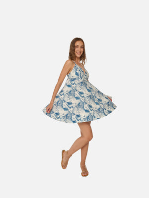 Daphne Dress (Blue Sea Print)