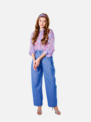 Eleanor Shirt (Sky Blue Floral)