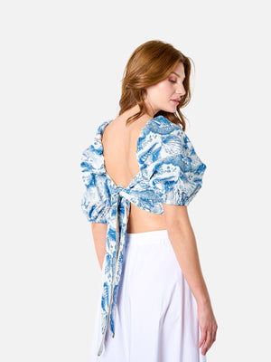 Allegra Top (Blue Sea Print)