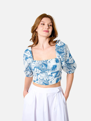 Allegra Top (Blue Sea Print)