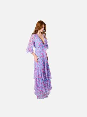 Maddalena Dress (Sky Blue Floral)