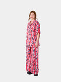Amara Pants (Pink Stripes Floral Print)