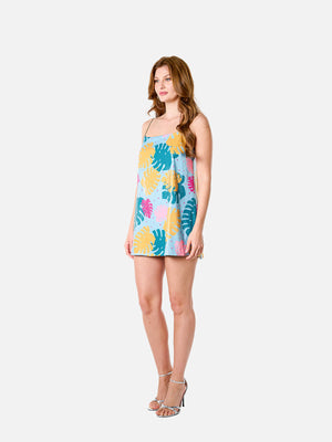 Valentina Dress (Aqua Tropical Print)