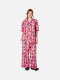 Marisol Shirt (Pink Stripes Floral Print)